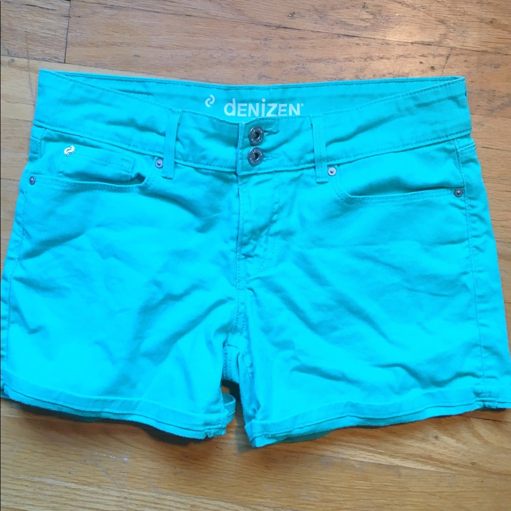 Turquoise denim shorts